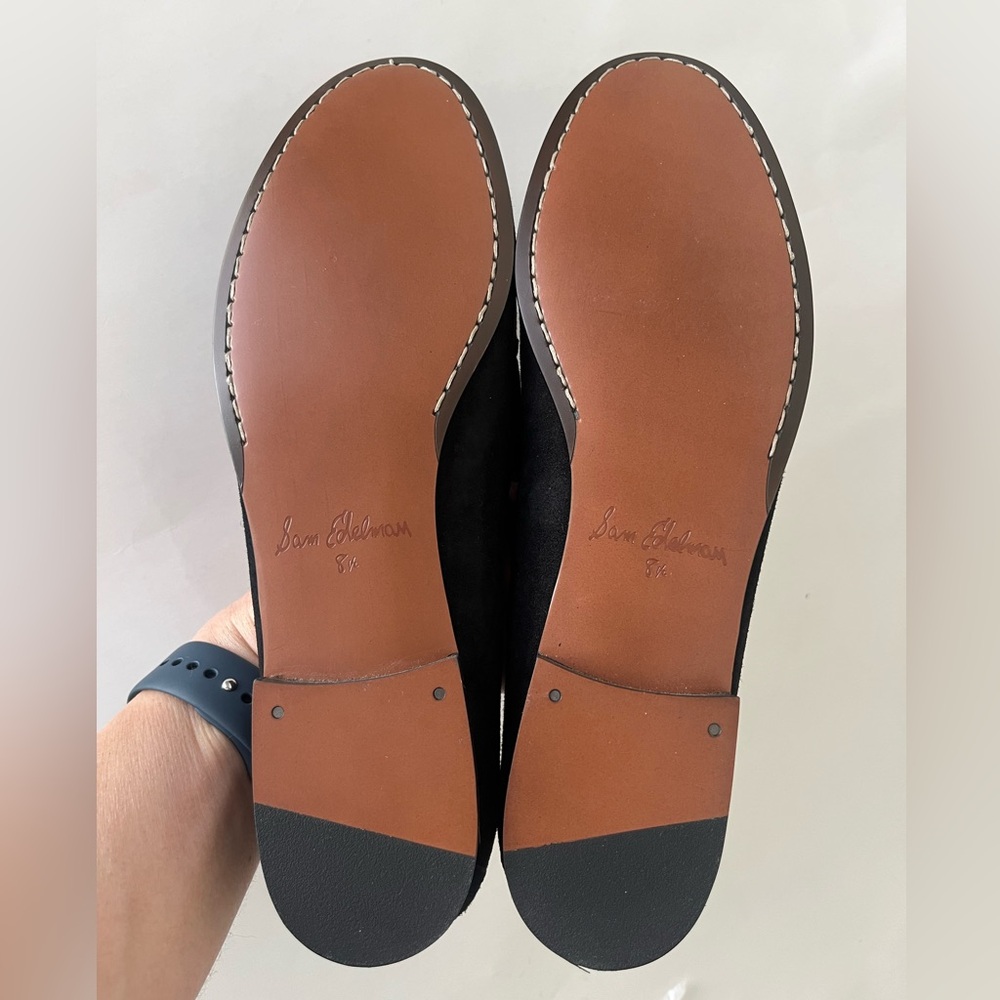 Sam Edelman Therese suede leather tassel loafers black 8.5 - Picture 7 of 10